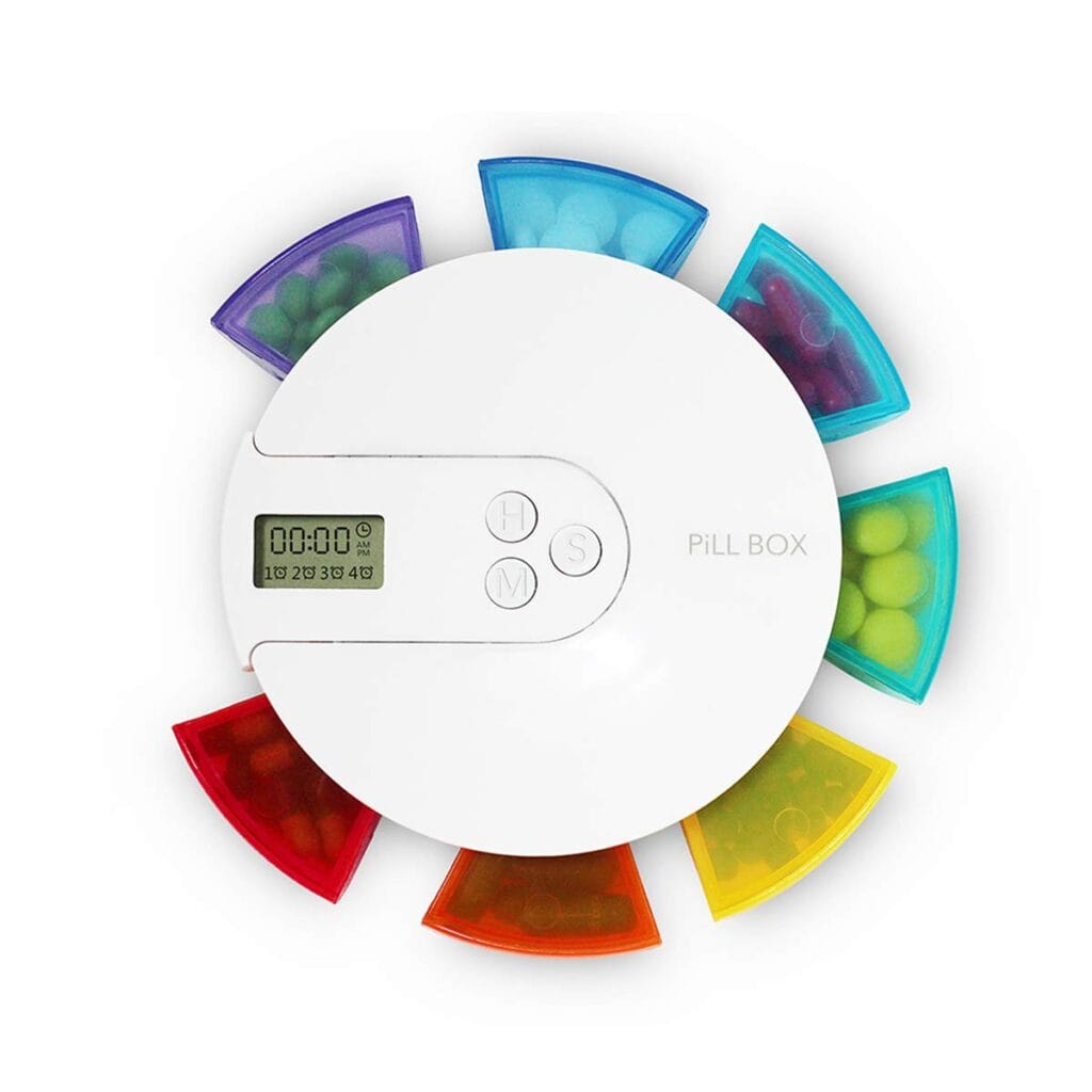 Pastillero con Temporizador Digital, Pastillero Medicamentos Electrónicos Recordatorio con 7 Compartimentos y 4 Alarmas, Dispensador de Pastillas... Pastillero con Temporizador Digital, Pastillero Medicamentos Electrónicos Recordatorio con 7 Compartimentos y 4 Alarmas, Dispensador de Pastillas...