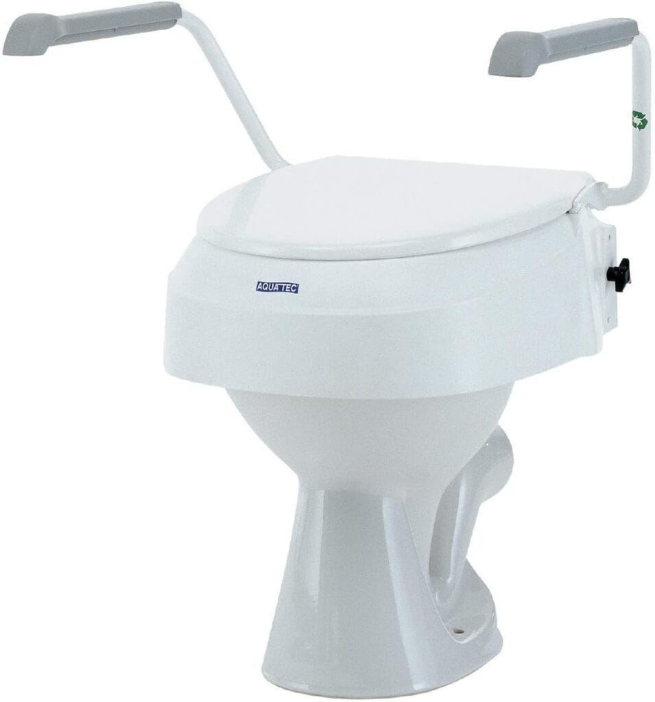 Elevador de WC con reposabrazos abatibles y ajustables Ajustable en 3 alturas 6 10 y 15 cm